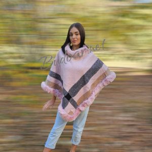 дамско пончо каре в розово арт.552