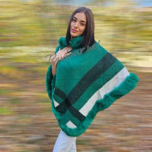 дамско пончо каре в зелено арт.554