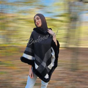 дамско пончо каре в черно арт.551