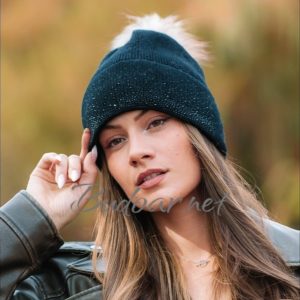 дамска плетена шапка с естествен пух /лукс/ арт.415