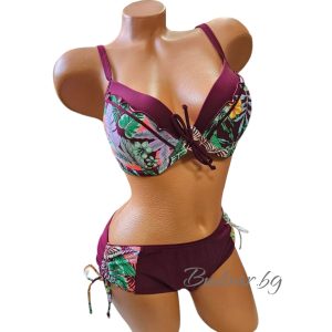 Бански  костюм" цветен принт/бордо ", чашка  D арт.С2229 -1