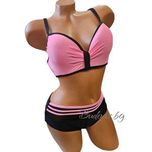 Бански  в черно/розово чашка D арт.Н2365