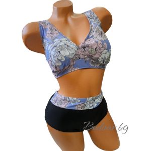 Бански  костюм" лилави цветя ", чашка  D арт.Н9332