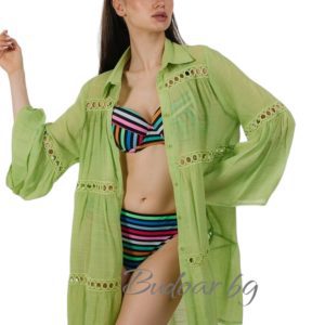 Плажна туника от лен,цвят зелен арт.Р72