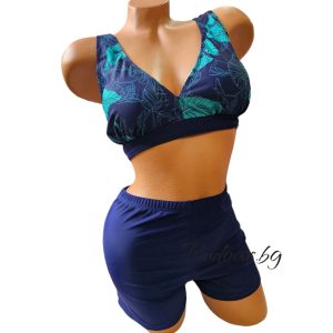 Бански костюм с боксер,син/тюркоаз , чашка D арт.Н2206