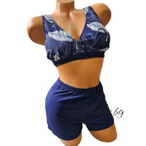 Бански костюм с боксер,син/бял , чашка D арт.Н2206-1