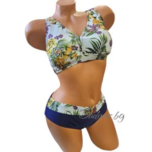 Бански костюм в синьо/цветя чашка D арт.Н9331