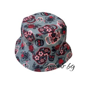 Шапка идиотка"череп и рози" арт.В015