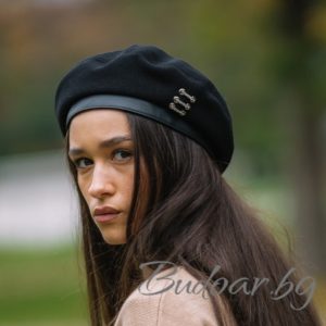 дамска барета с кожена лента, код С135