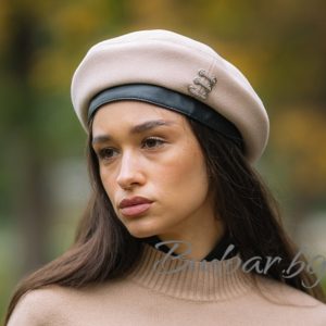 дамска барета с кожена лента, код С134