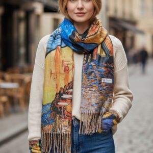 дамски комплект шал и ръкавици"картини" код 114