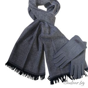мъжки комплект шал и ръкавици арт.656