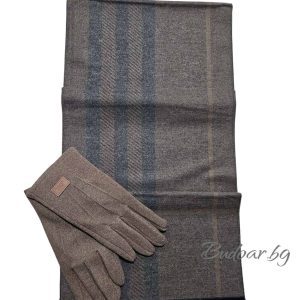 мъжки комплект шал и ръкавици код 0012
