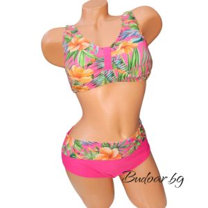 Бански  с флорален мотив, чашка С/D код 7516 -2