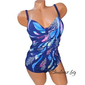 Цял бански костюм  син,чашка С код 7502