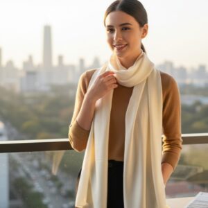 дамски копринен шал шампанско , код М1111-1