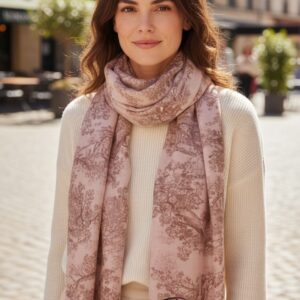 дамски памучен шал със златен акцент , код М0297-2