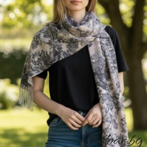 дамски памучен шал със златен акцент , код М0297-1