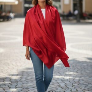 дамски копринен шал червен , код М1111-2