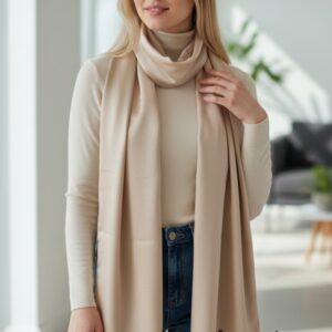 дамски копринен шал  бежов , код М1111-6